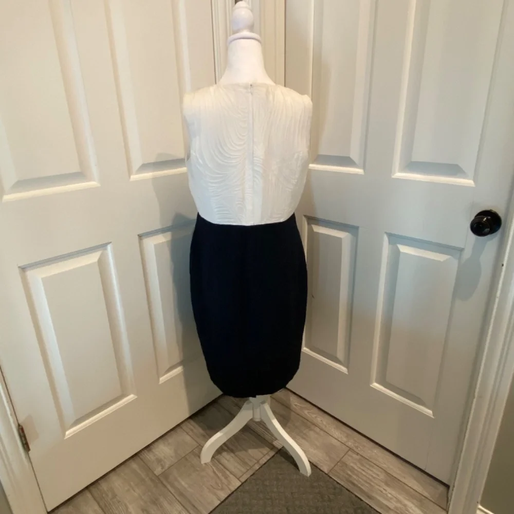 Escada Colorblock Pattern Midi Length Dress, Blue/White 16571